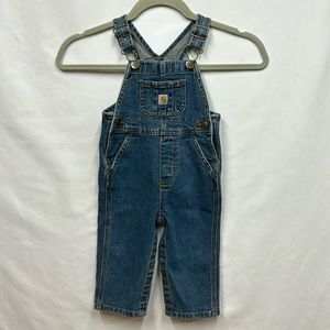 Carhartt toddler baby bib overalls 12M Denim snap closure